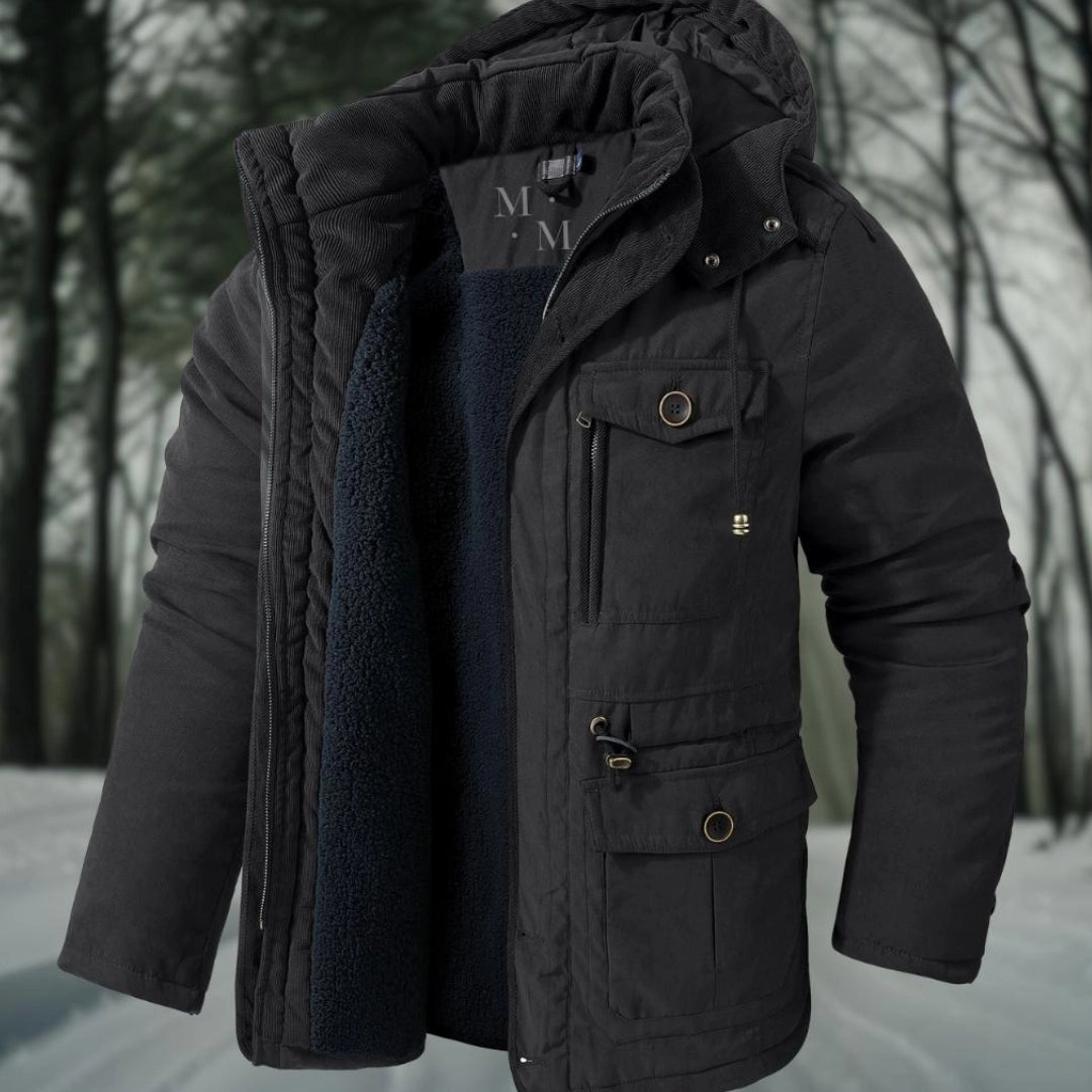 Men’s Parka Jacket – Regular Fit – Sherpa Lined – Ribbed Collar – Utility Pockets