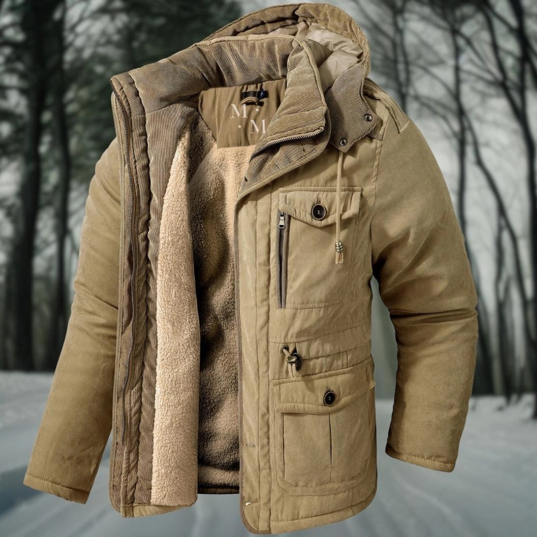 Men’s Parka Jacket – Regular Fit – Sherpa Lined – Ribbed Collar – Utility Pockets