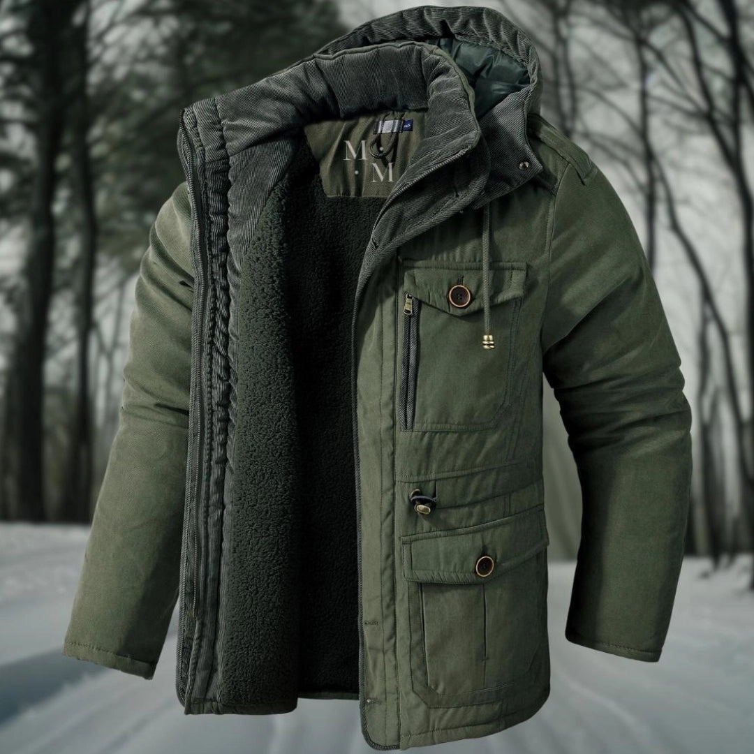 Men’s Parka Jacket – Regular Fit – Sherpa Lined – Ribbed Collar – Utility Pockets