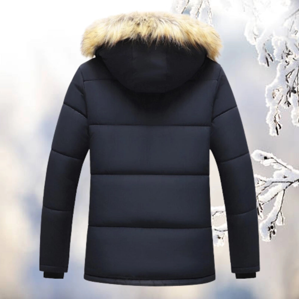 Men’s Parka Jacket – Quilted Insulation – Fleece Lining – Faux Fur Hood – Relaxed Fit