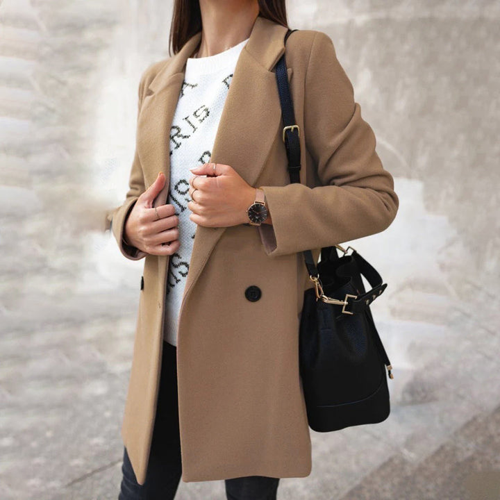 Women’s Coat – Tailored Fit – Wool Blend – Double-Breasted – Knee-Length Formal