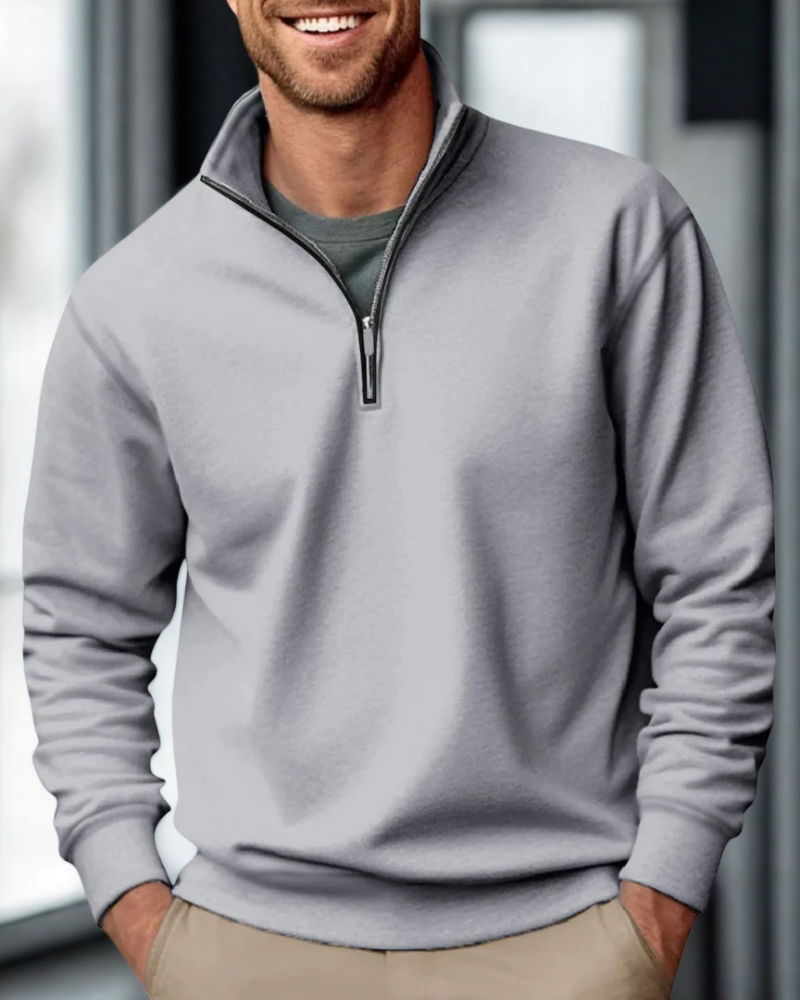 Men’s Half-Zip Pullover Sweatshirt – Soft Knit – Relaxed Fit – Ribbed Trim