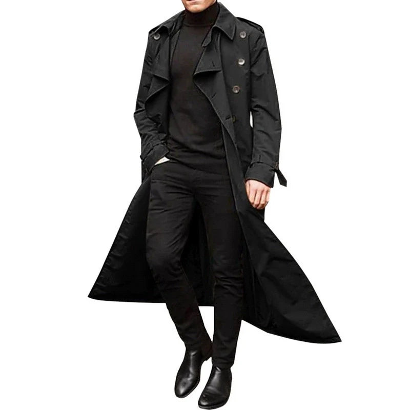 Men’s Trench Coat – Tailored Fit – Double-Breasted – Notched Lapels – Epaulettes