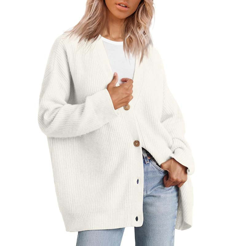 Women’s Cardigan – Soft Knit – Oversized Fit – Ribbed Texture – Button Front Layer