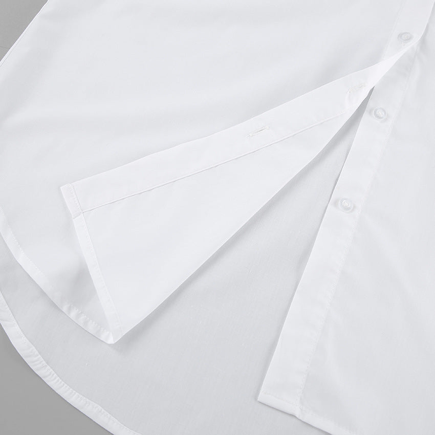 Women’s Button-Up Shirt – Cotton Blend – Oversized Fit – Long Sleeve Casual Top