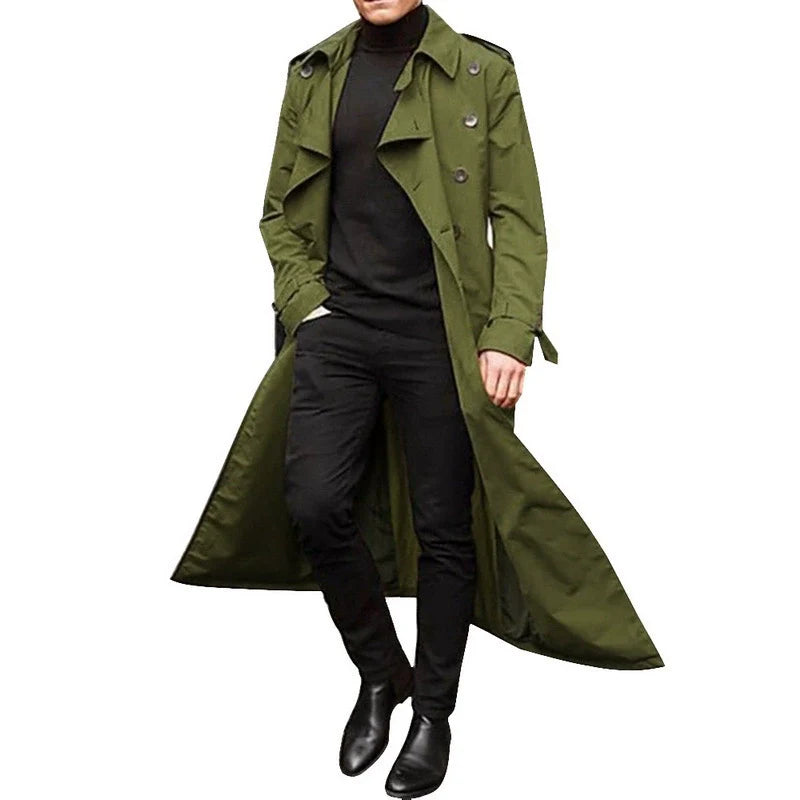 Men’s Trench Coat – Tailored Fit – Double-Breasted – Notched Lapels – Epaulettes