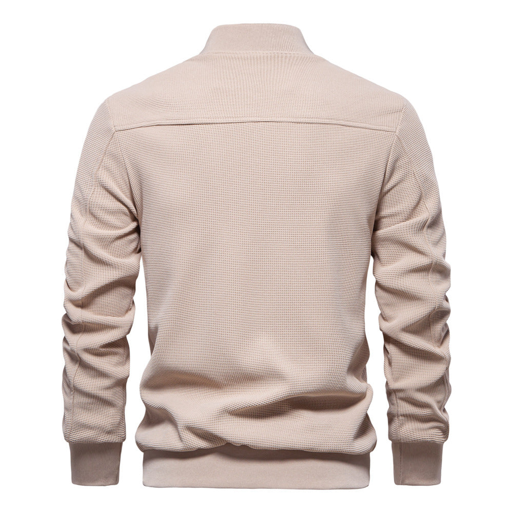Men’s Bomber Jacket – Slim Fit – Textured Fabric – Zippered Pockets – Ribbed Trim