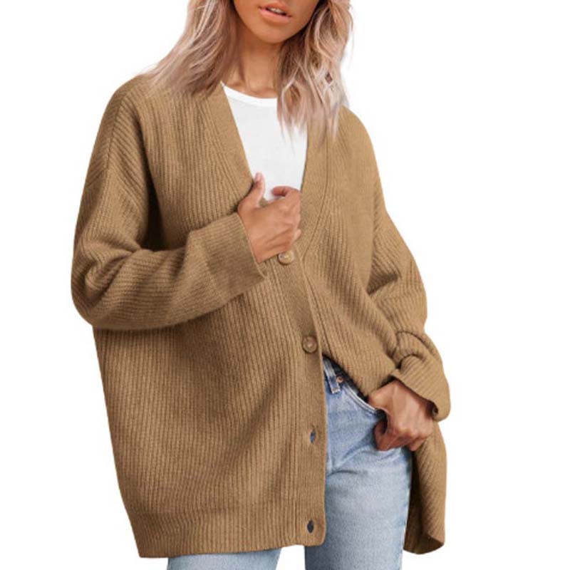 Women’s Cardigan – Soft Knit – Oversized Fit – Ribbed Texture – Button Front Layer