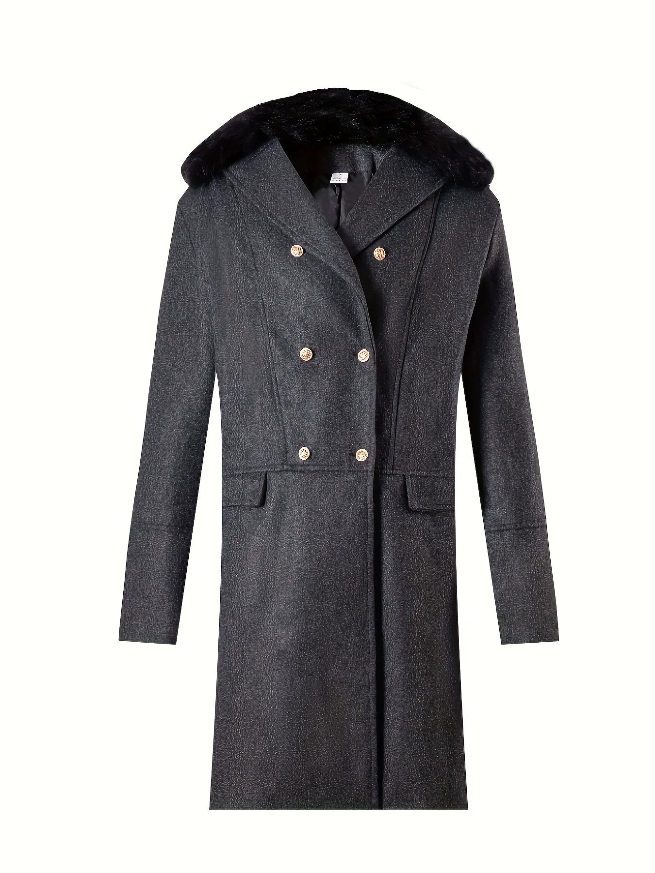 Men’s Overcoat – Wool Blend – Oversized Fit – Double-Breasted – Plush Fur Collar