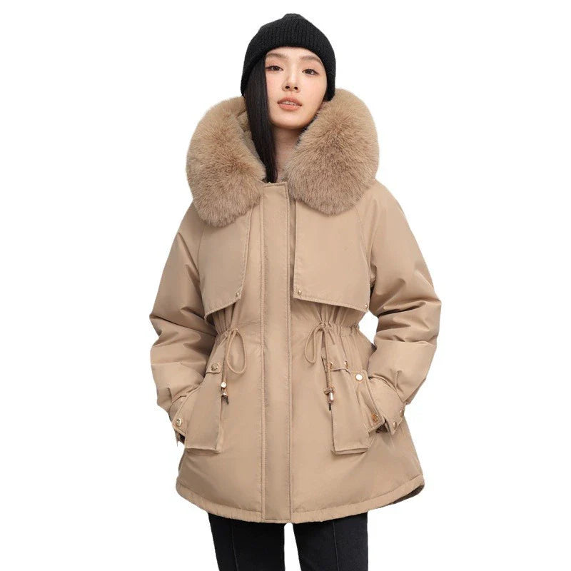 Women’s Parka Jacket – Water-Resistant – Relaxed Fit – Detachable Faux Fur Collar