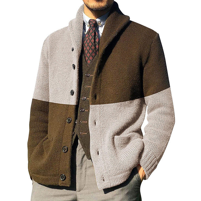 Men’s Cardigan – Relaxed Fit – Wool Blend Knit – Shawl Collar – Button Front – Pockets
