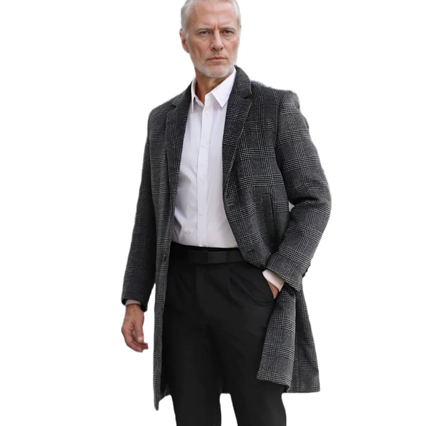 Men’s Overcoat – Wool Blend – Regular Fit – Mid-Length – Notched Lapel – Quilted Lining