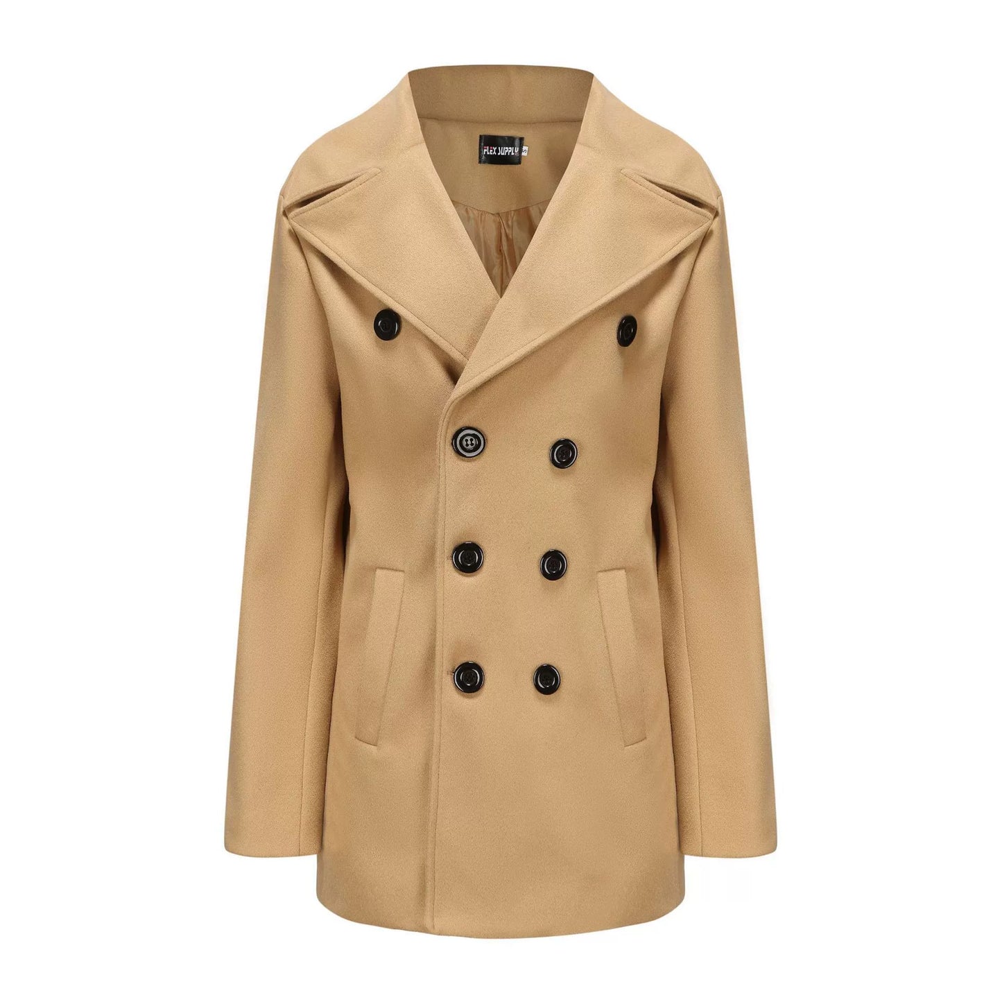 Men’s Coat – Tailored Fit – Wool Blend – Double-Breasted – Mid-Length – Formal Style