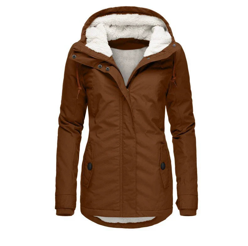 Women’s Hooded Parka Coat – Semi-Fitted – Plush Lined – Mid-Thigh – Weather Resistant
