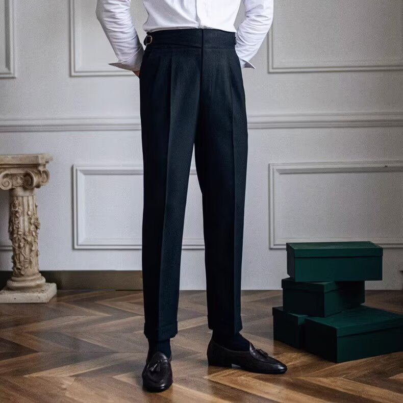 Men’s Dress Pants – Tailored Fit – High Waist – Straight Leg – Pleated Front Wool Blend