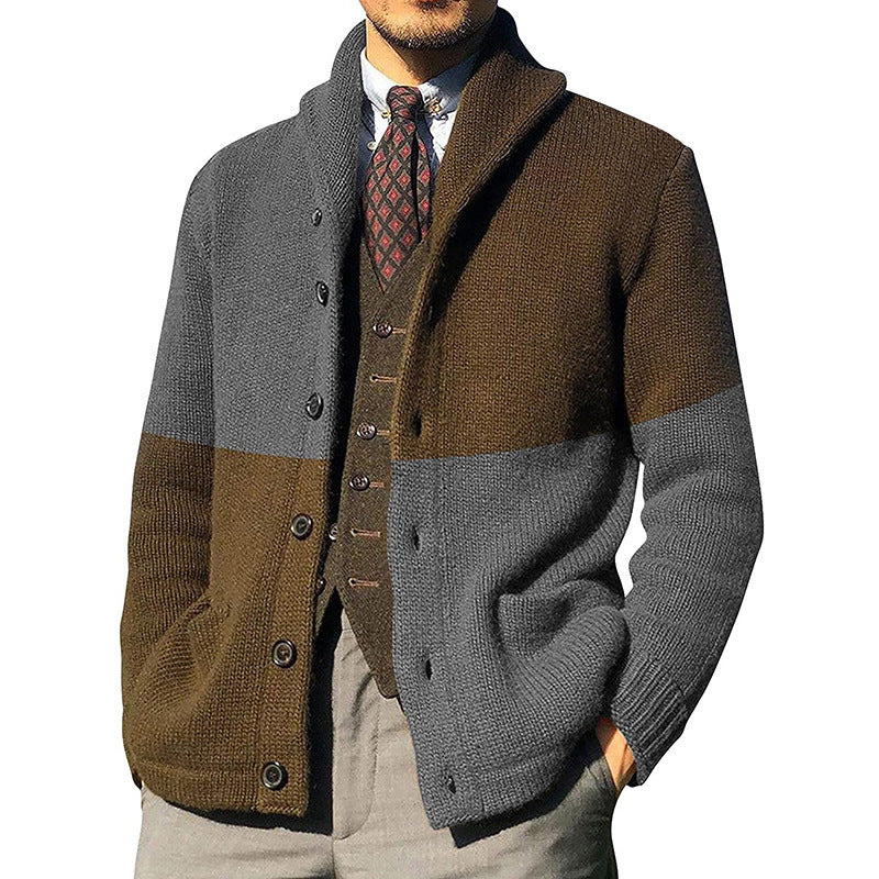 Men’s Cardigan – Relaxed Fit – Wool Blend Knit – Shawl Collar – Button Front – Pockets