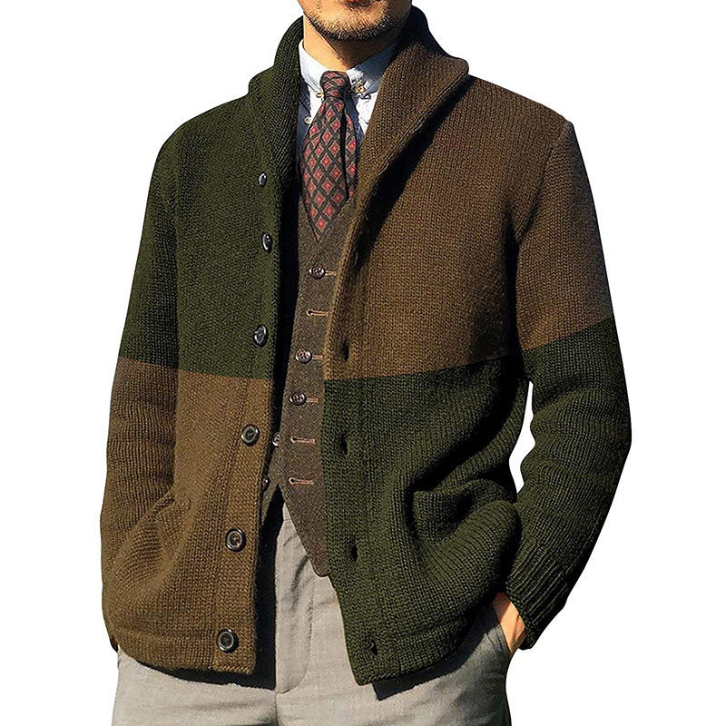 Men’s Cardigan – Relaxed Fit – Wool Blend Knit – Shawl Collar – Button Front – Pockets