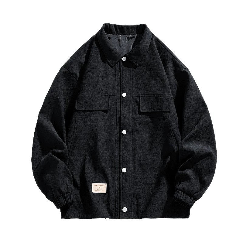 Men’s Jacket – Relaxed Fit – Cotton Blend – Point Collar – Snap Closure – Drawstring Hem