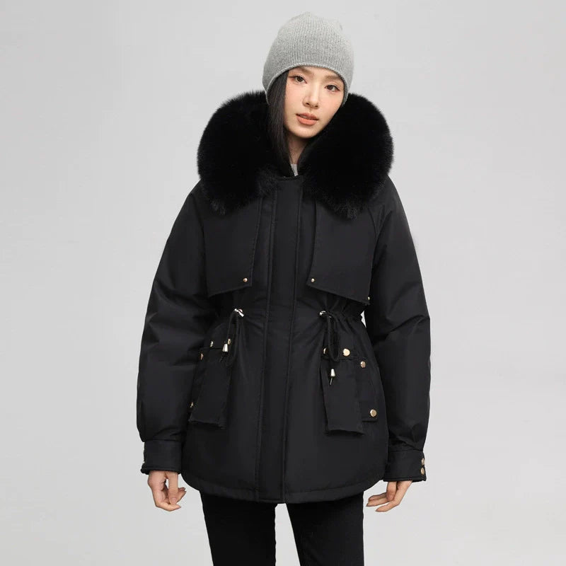 Women’s Parka Jacket – Water-Resistant – Relaxed Fit – Detachable Faux Fur Collar