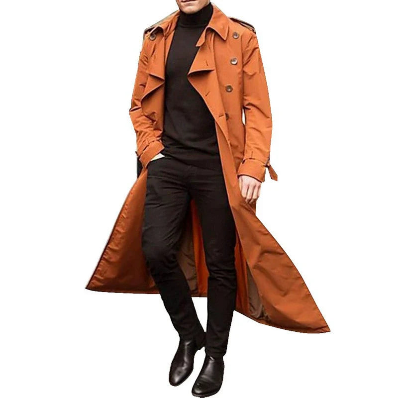 Men’s Trench Coat – Tailored Fit – Double-Breasted – Notched Lapels – Epaulettes