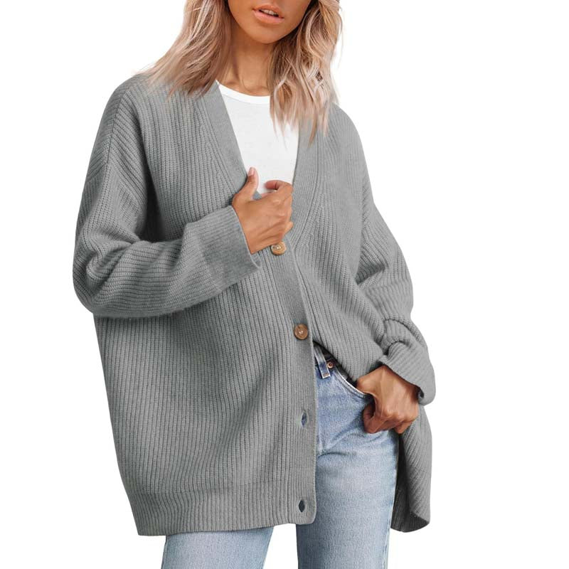 Women’s Cardigan – Soft Knit – Oversized Fit – Ribbed Texture – Button Front Layer