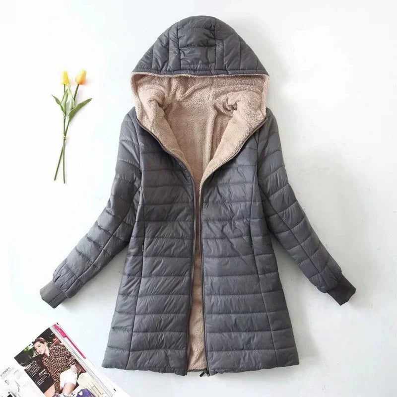 Women’s Puffer Coat – Quilted Water-Resistant – Plush Lining – Mid-Length Fit