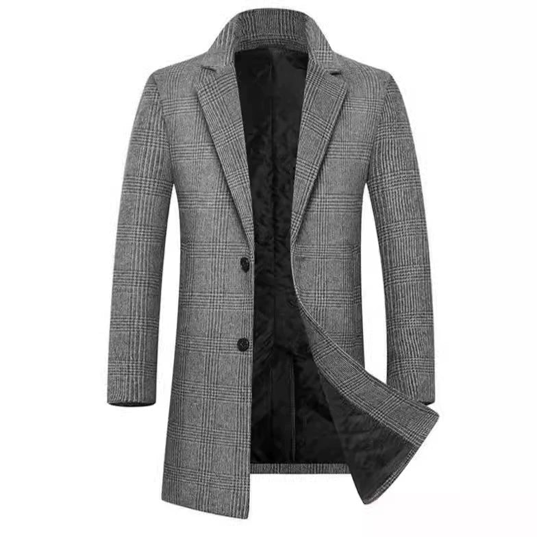 Men’s Overcoat – Wool Blend – Regular Fit – Mid-Length – Notched Lapel – Quilted Lining