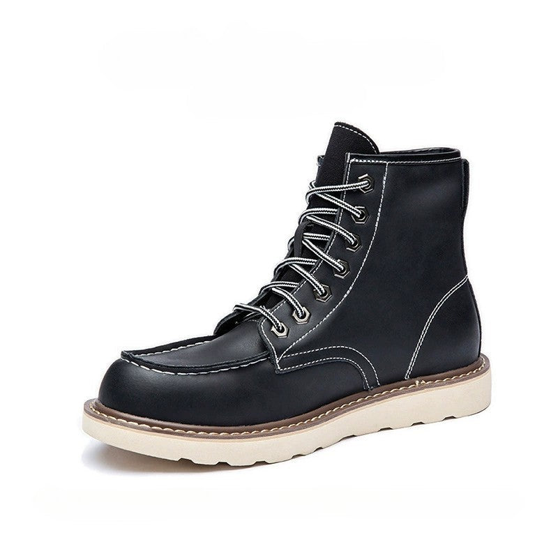 Men’s Ankle Boots – Leather – Lace-Up – Moc-Toe – Padded Collar – Durable Sole