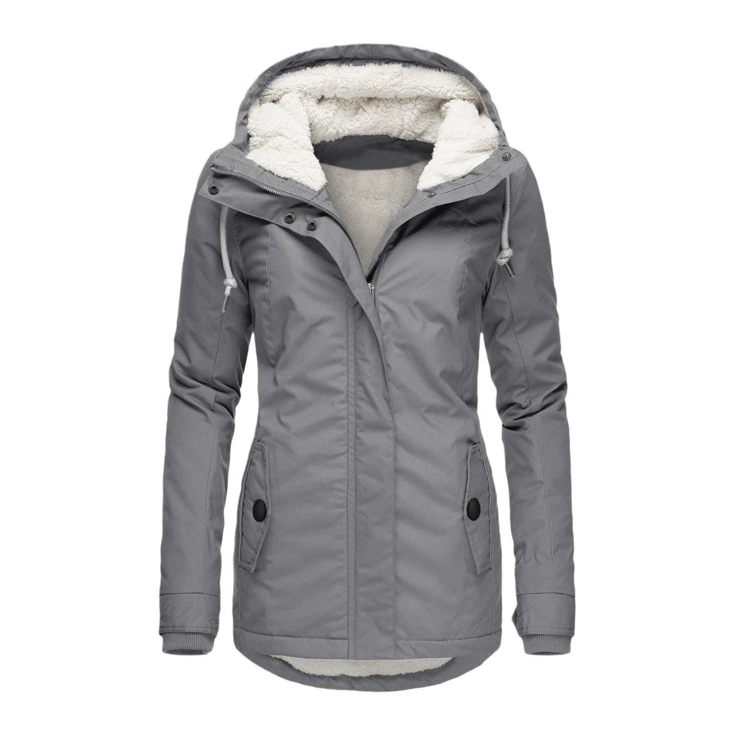 Women’s Hooded Parka Coat – Semi-Fitted – Plush Lined – Mid-Thigh – Weather Resistant