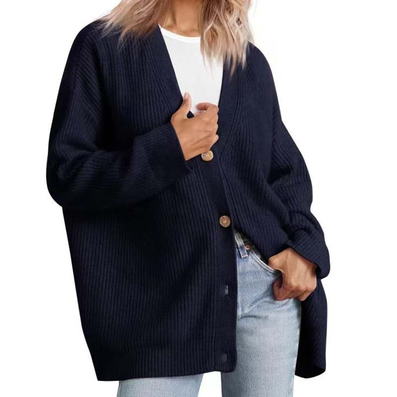 Women’s Cardigan – Soft Knit – Oversized Fit – Ribbed Texture – Button Front Layer