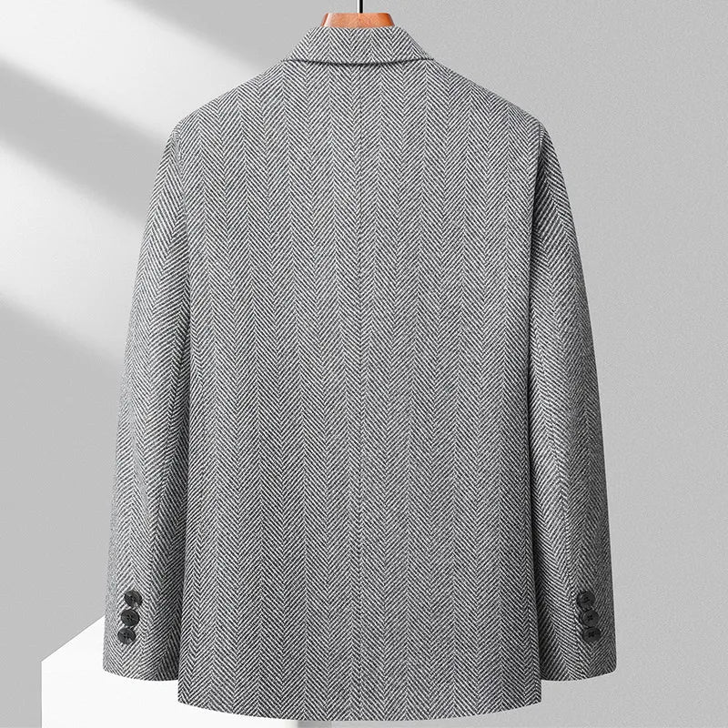Men’s Blazer – Tailored Fit – Wool Blend – Herringbone Pattern – Notched Lapel – 3 Button