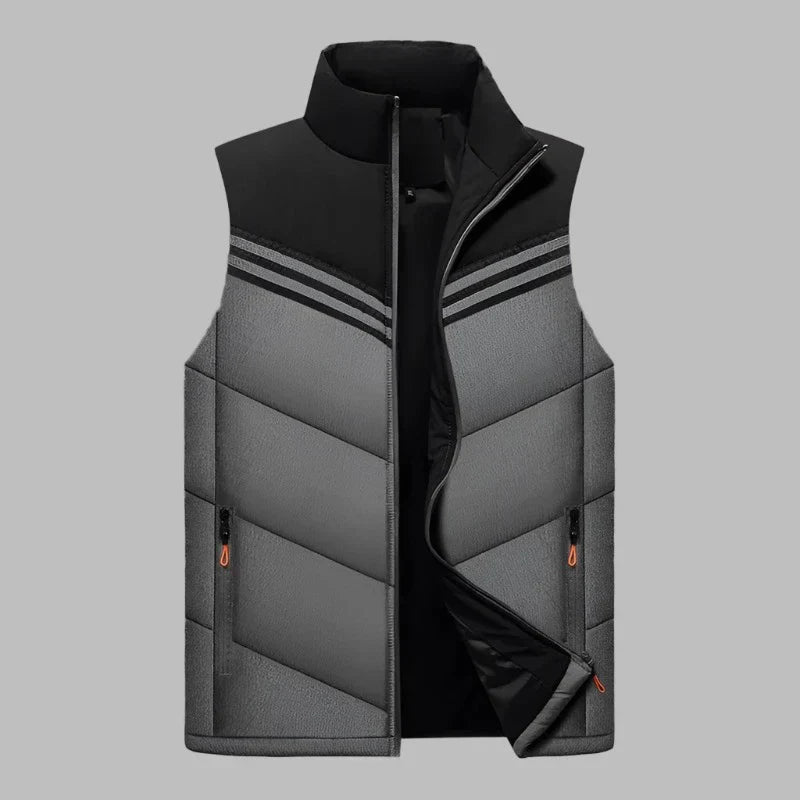 Men’s Padded Vest – Slim Fit – Quilted Insulation – High Collar – Zippered Pockets