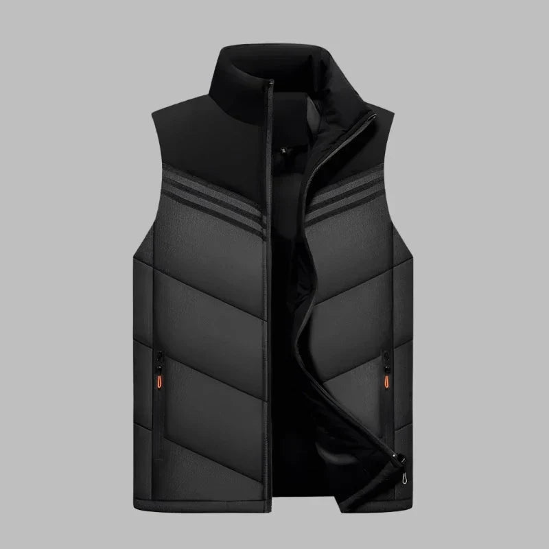Men’s Padded Vest – Slim Fit – Quilted Insulation – High Collar – Zippered Pockets