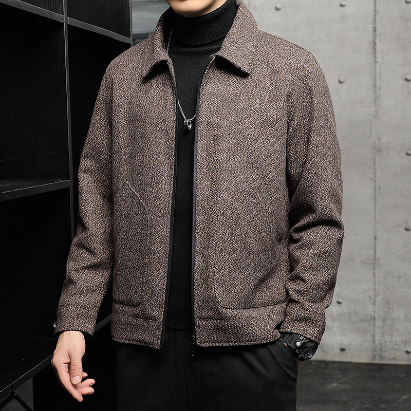 Men’s Coat – Regular Fit – Textured Woven Fabric – Full Zip – Banded Cuffs & Hem