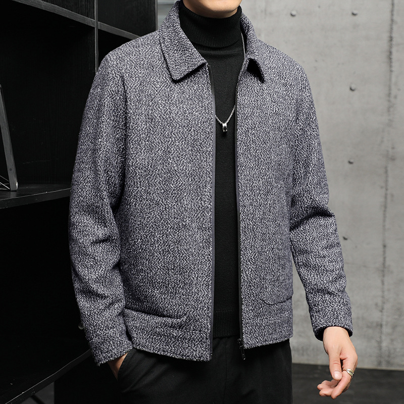 Men’s Coat – Regular Fit – Textured Woven Fabric – Full Zip – Banded Cuffs & Hem