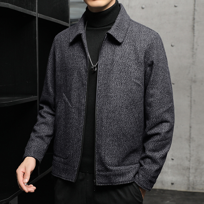 Men’s Coat – Regular Fit – Textured Woven Fabric – Full Zip – Banded Cuffs & Hem