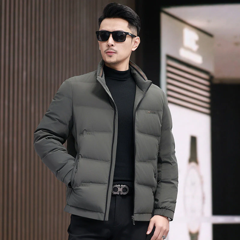 Men’s Puffer Jacket – Regular Fit – Quilted Insulated – Stand Collar – Lightweight Warm