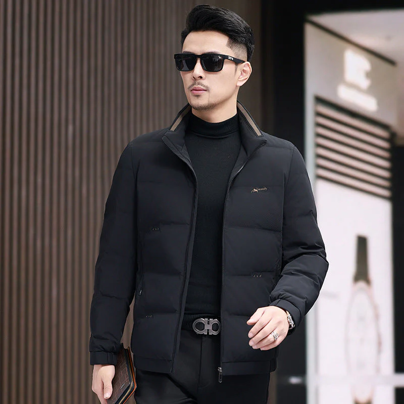 Men’s Puffer Jacket – Regular Fit – Quilted Insulated – Stand Collar – Lightweight Warm