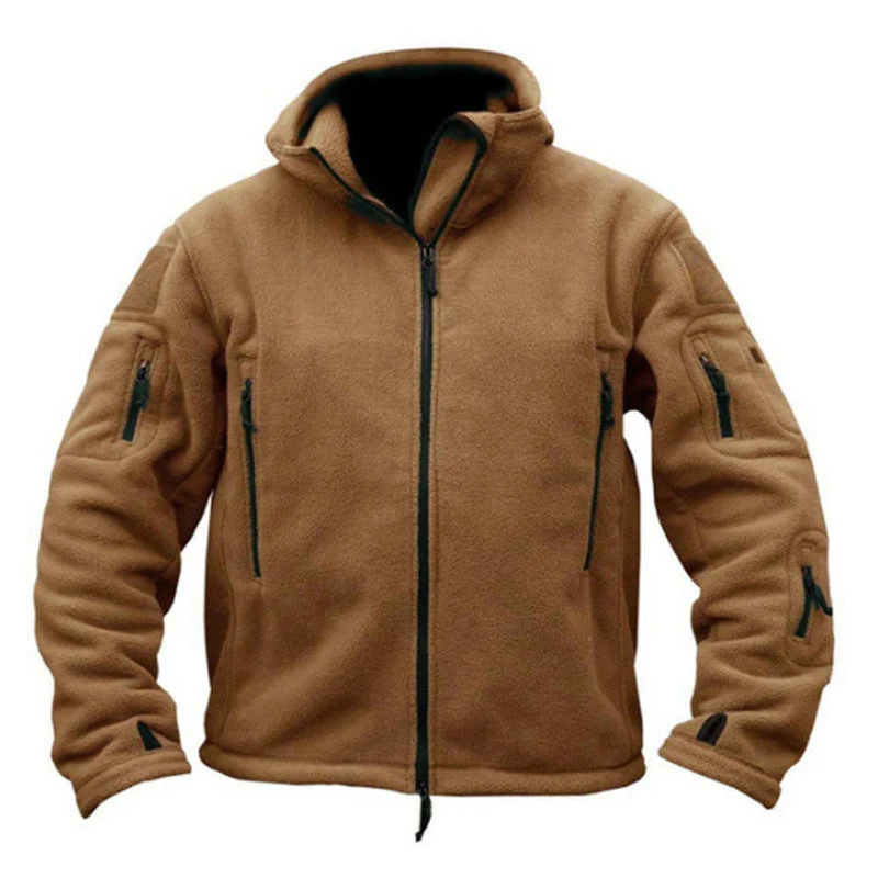 Men’s Hooded Coat – Fleece Lined – Regular Fit – Full Zip – Zipper Pockets – Articulated Elbows