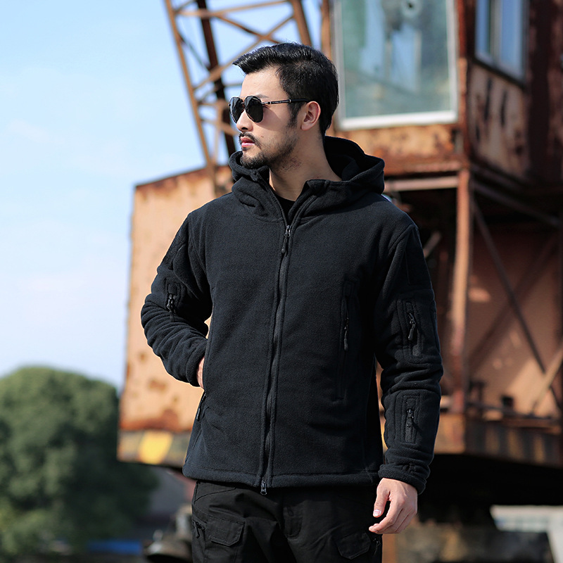 Men’s Hooded Coat – Fleece Lined – Regular Fit – Full Zip – Zipper Pockets – Articulated Elbows