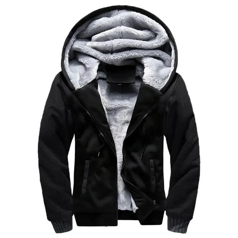 Men’s Hooded Jacket – Plush Lined – Regular Fit – Full Zip – Ribbed Cuffs and Hem