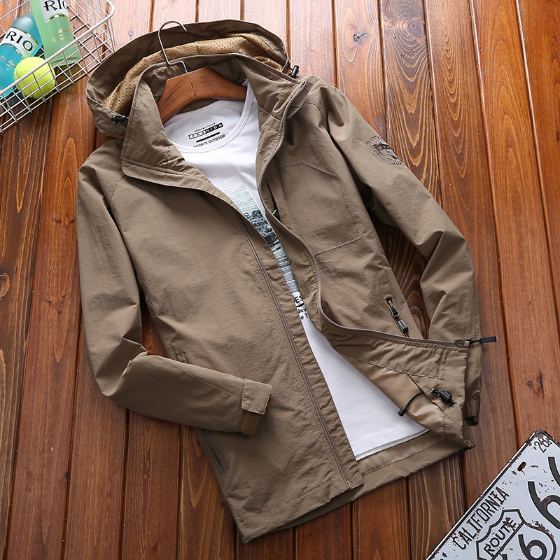 Men’s Hooded Jacket – Lightweight Relaxed Fit – Breathable Mesh – Multi-Pocket Design
