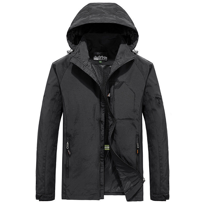 Men’s Outdoor Jacket – Lightweight Quick-Dry – Hooded Loose Fit – Multi-Pocket