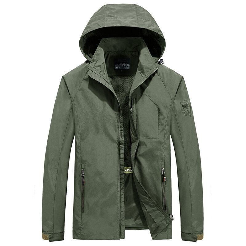 Men’s Outdoor Jacket – Lightweight Quick-Dry – Hooded Loose Fit – Multi-Pocket
