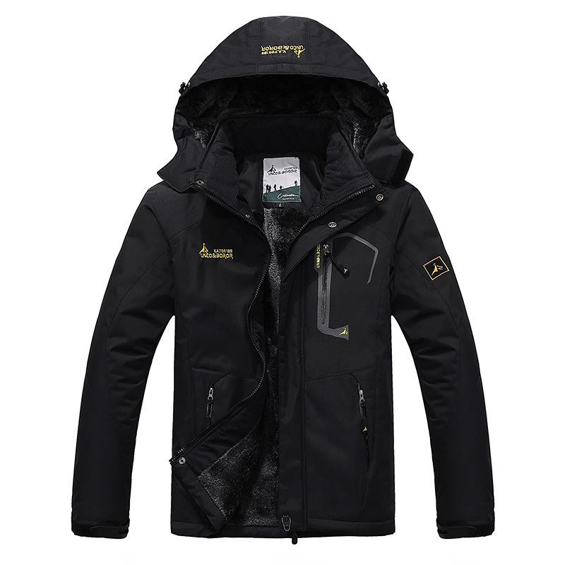 Men’s Outdoor Jacket – Insulated Fleece Lining – Windproof Water-Resistant – Adjustable Hood