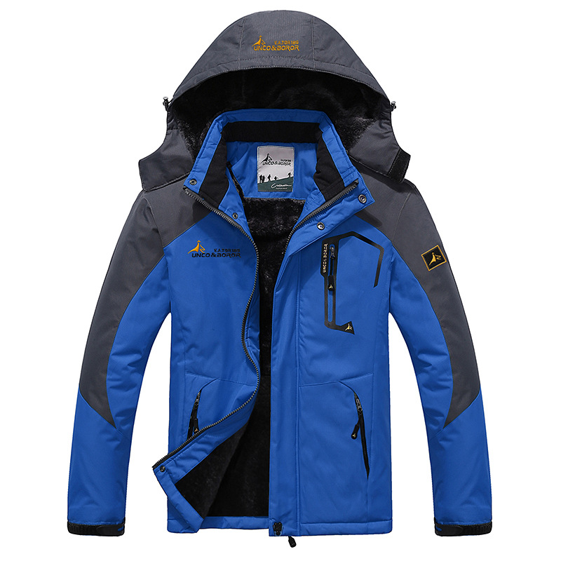 Men’s Outdoor Jacket – Insulated Fleece Lining – Windproof Water-Resistant – Adjustable Hood