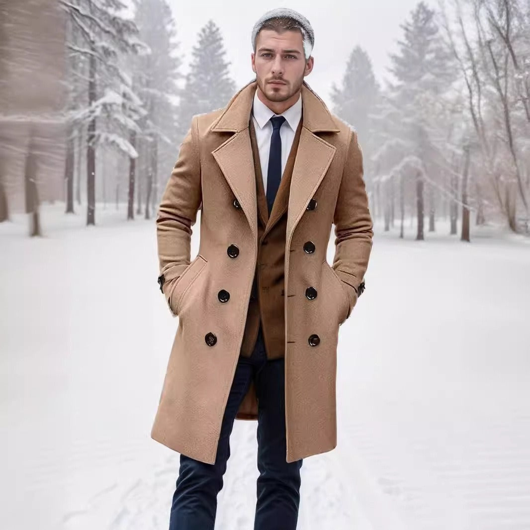 Men’s Trench Coat – Wool Blend – Tailored Regular Fit – Double-Breasted – Notched Lapels