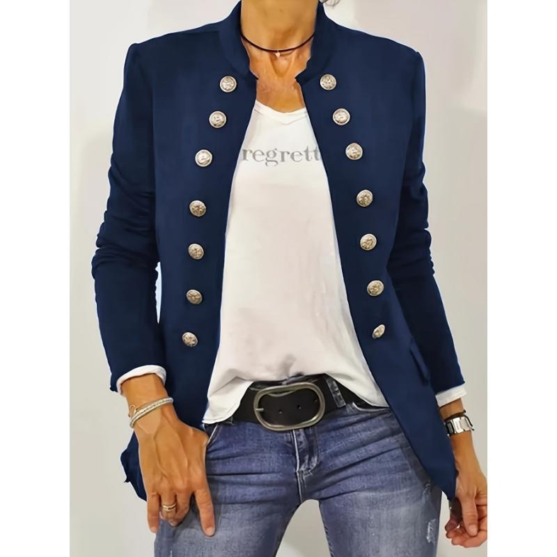 Women’s Tailored Jacket – Slim Fit – Wool Feel – Double-Breasted – Stand Collar