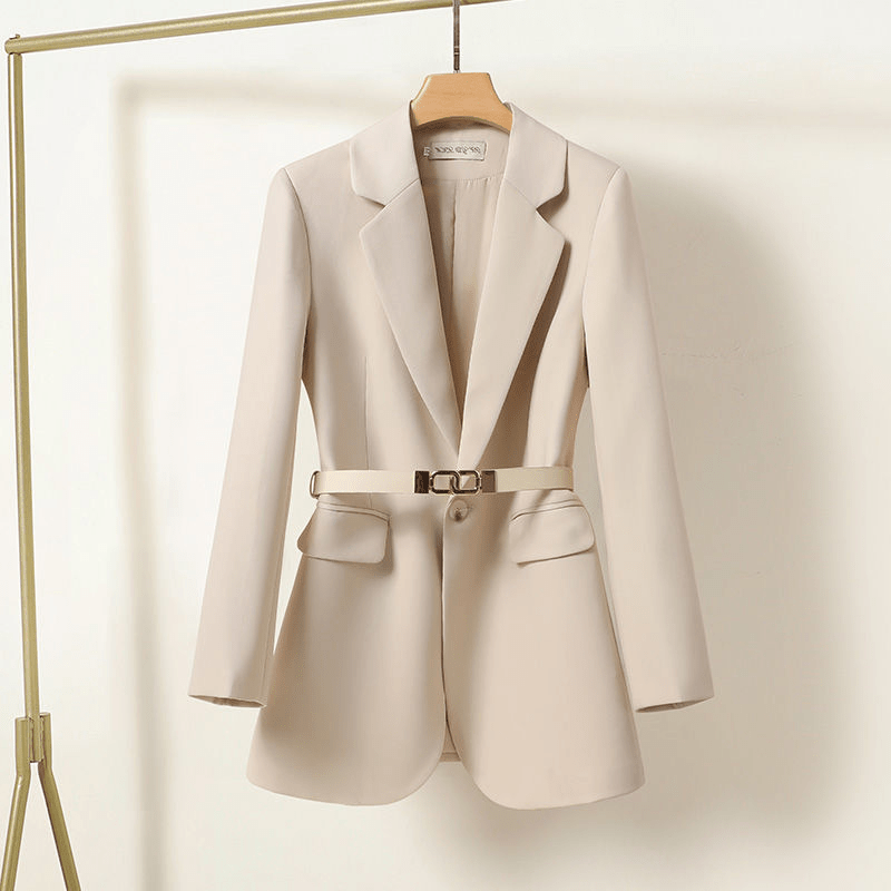 Women’s Blazer – Tailored Fit – Belted Waist – Wool Blend – Long Sleeve Formal Wear