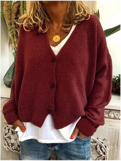 Women's Cozy Knit Cardigan - Button Front - Casual Chic